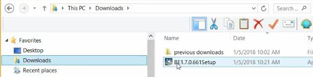 setup file in downloads folder