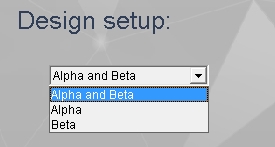 alpha beta design setup