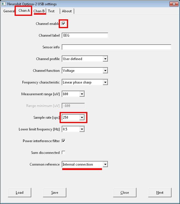 Optima 2 settings